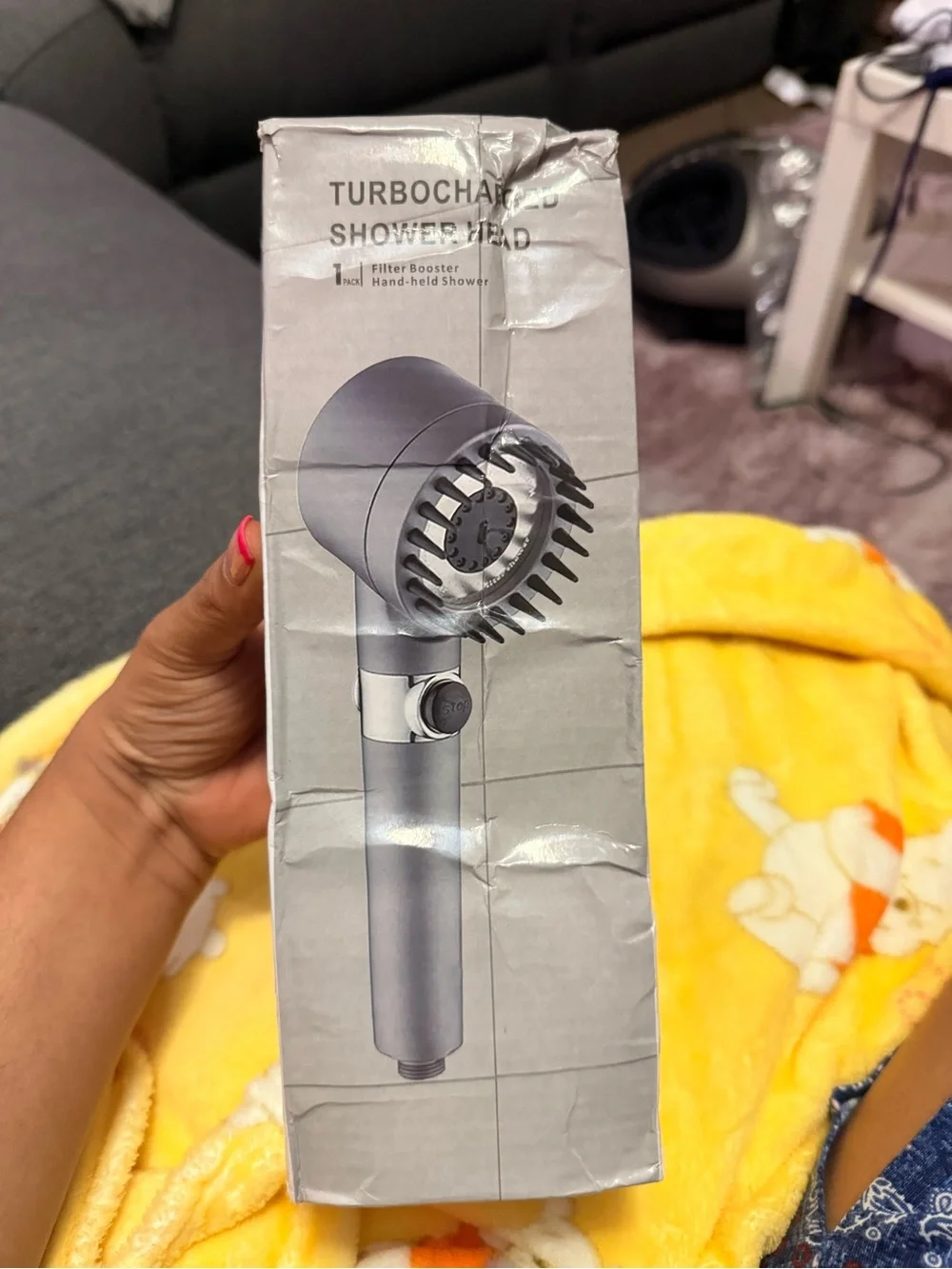 Handheld Turbocharged Shower Head in Silver